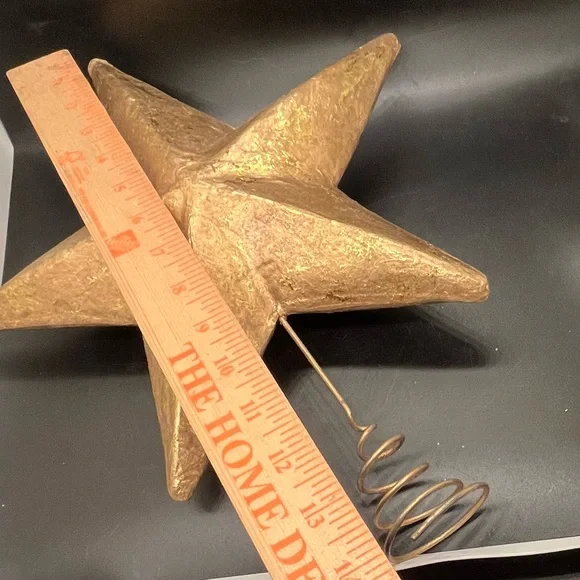 Tin Cut Out Snowman Candle Cover Gold Papier-Mâché tree Topper Christmas Decor - Picture 5 of 16